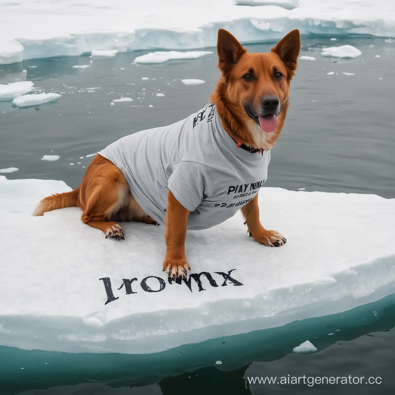 Brown-Dog-Relaxing-on-Iceberg-with-PHX-Tshirt