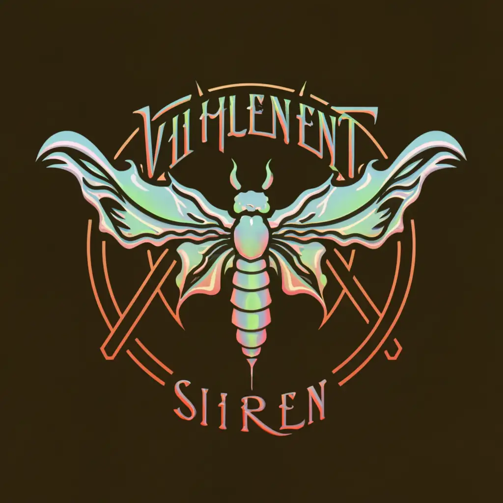 a logo design,with the text "Viholent Siren", main symbol:Death head moth with opalescent coloring,Moderate,clear background