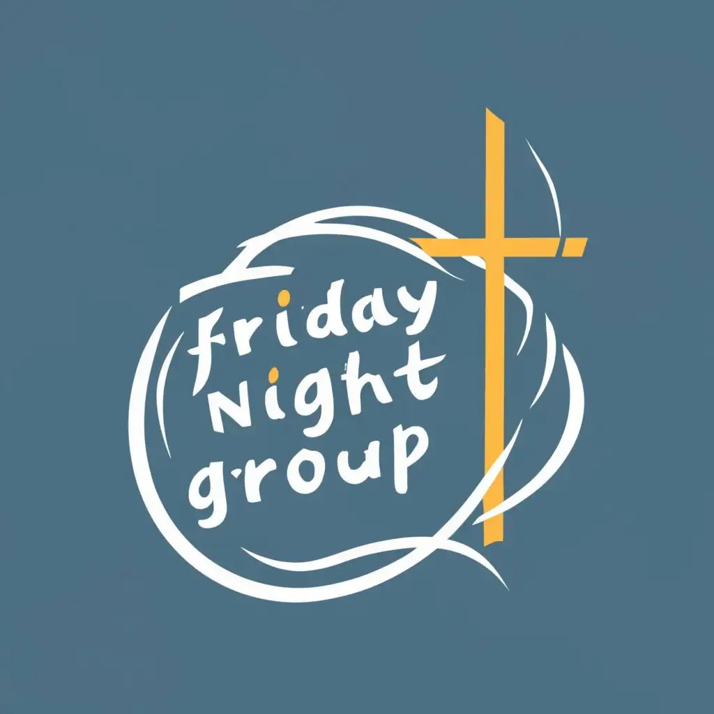 logo, people meeting to read the Bible, with the text "Friday Night Group", typography, be used in Religious industry