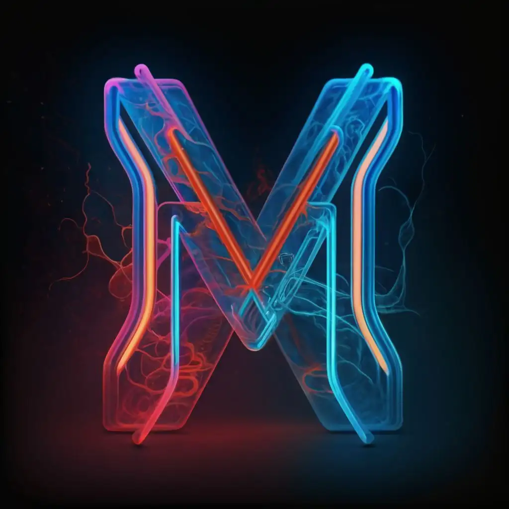 logo, The authorial style "Paradoxical reality of optimal minimum of boundless possibilities" in the sphere of luminescent technology design for the image of "Letter M, tricolor, flag of the Russian Federation", with the text "___", typography
