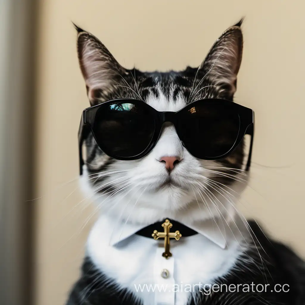 Кот католик в солнцезащитных очках