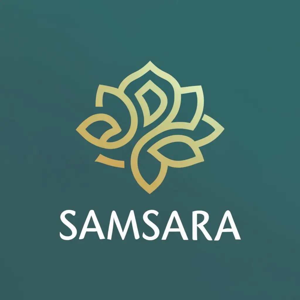 logo,  5 lotus bud vector logo, with the text "Samsara", typography, be used in Entertainment industry