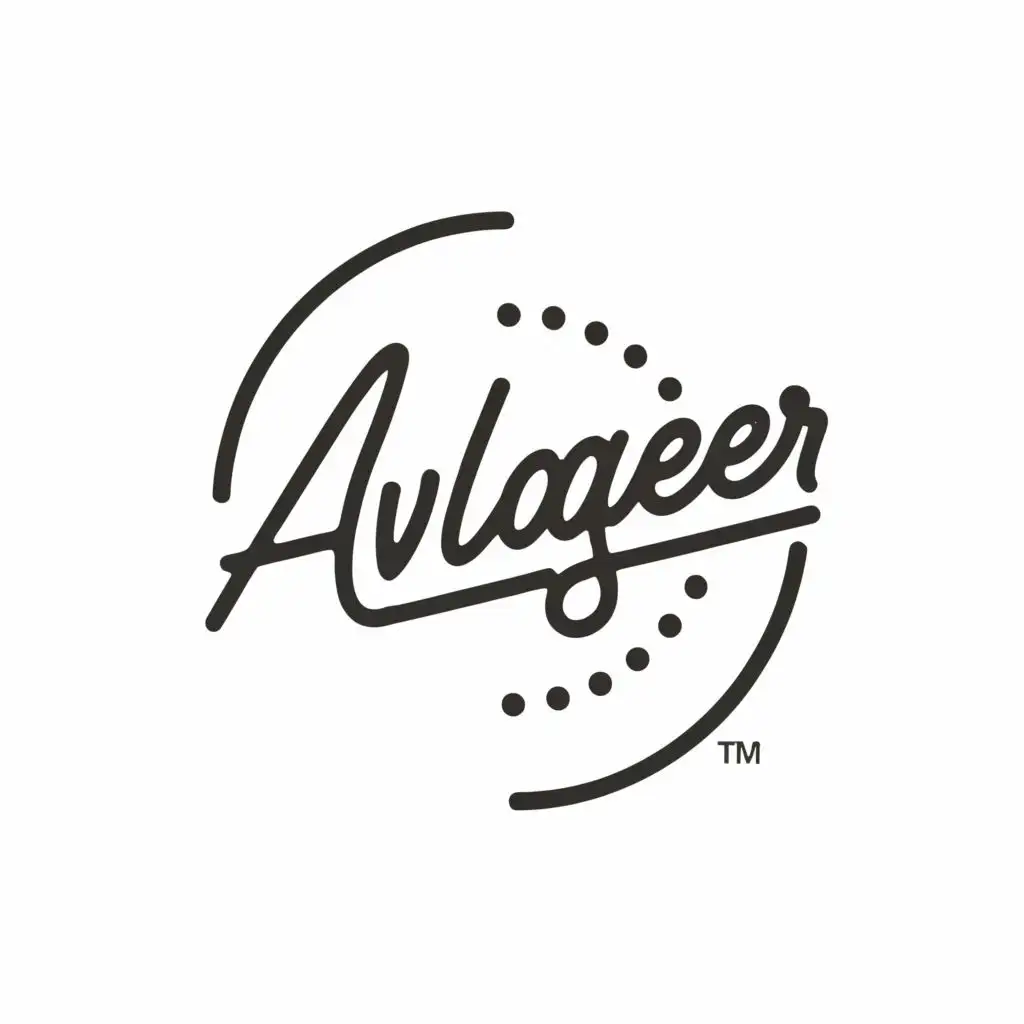 logo, minimal circle, with the text "avlager", typography