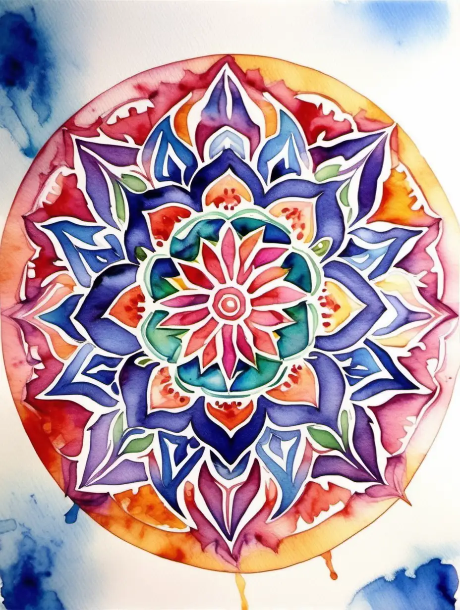 Mesmerizing Watercolor Mandala Abstract Art in Harmonious Hues