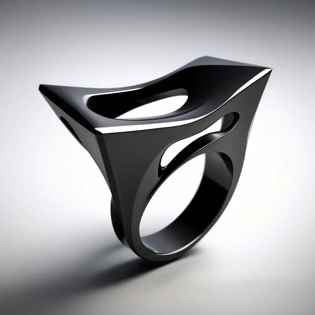 Sleek and Minimalist Art Deco Ring Inspired by Zaha Hadid