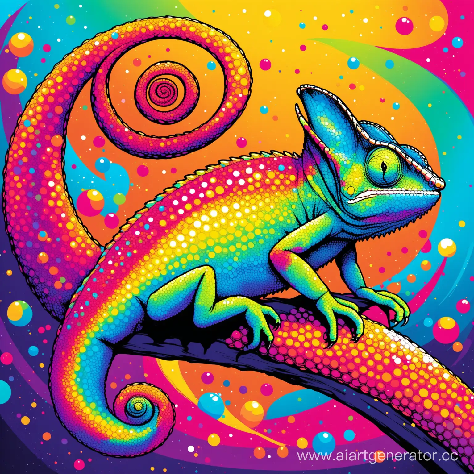 art, chameleon, bright colors, volume, contrast