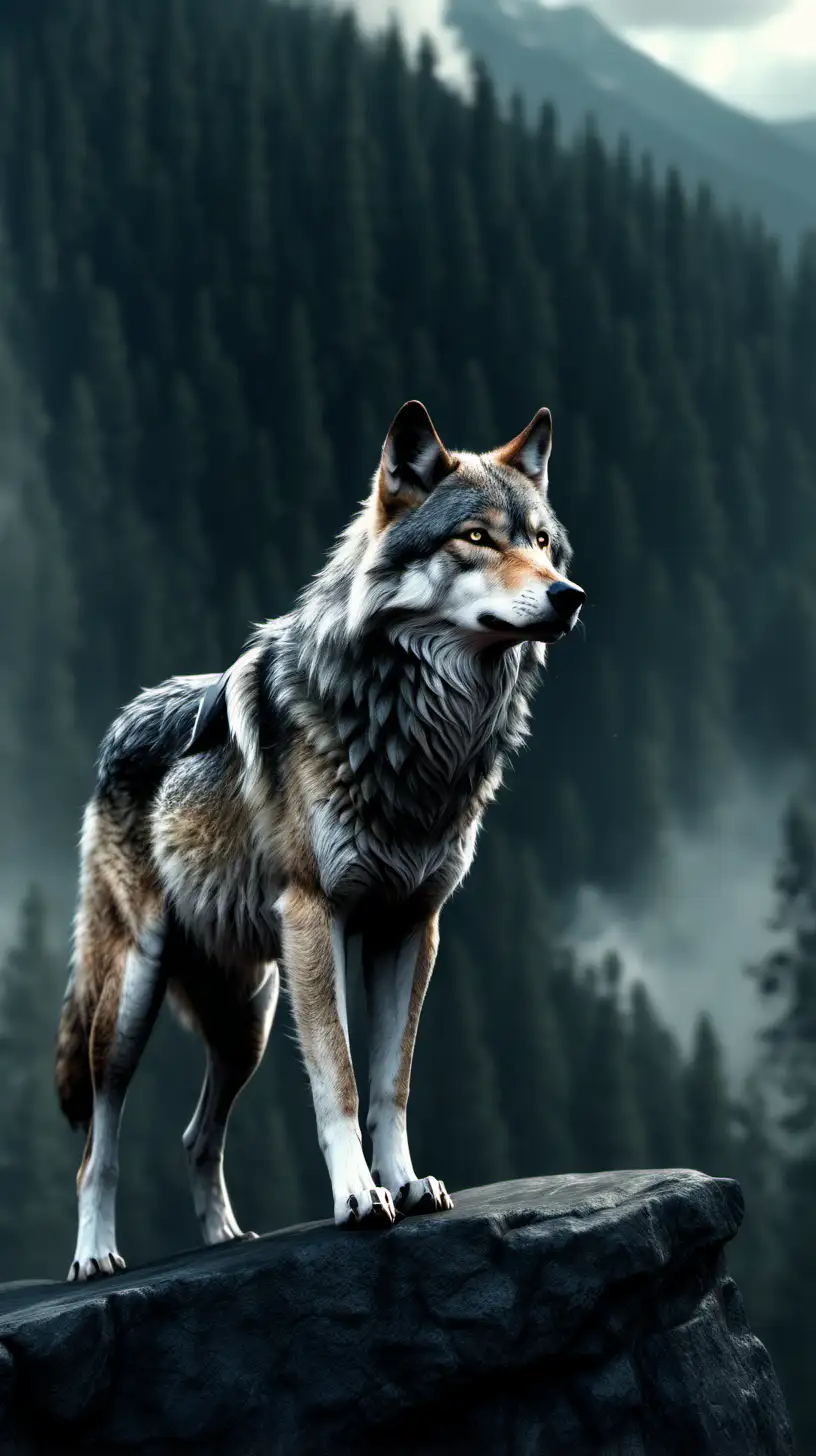 Majestic Wolf Roaming a Cinematic Landscape
