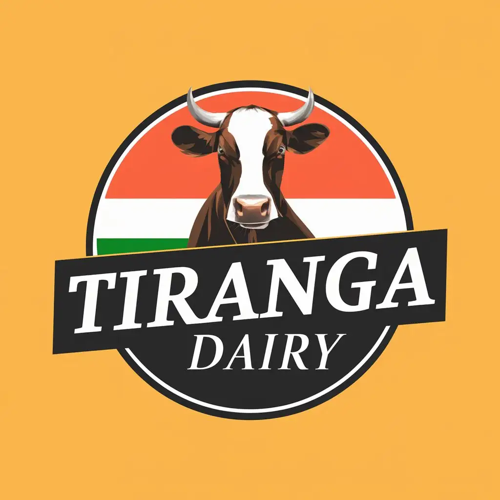 logo, Cow milk, organic, Indian flag, with the text "Tiranga Dairy", typography, be used in Animals Pets industry