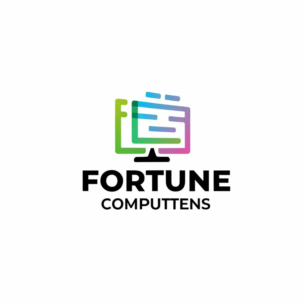 a logo design,with the text "Fortune Computers", main symbol:Fortune Computers is a computer education institute,Minimalistic,be used in Education industry,clear background