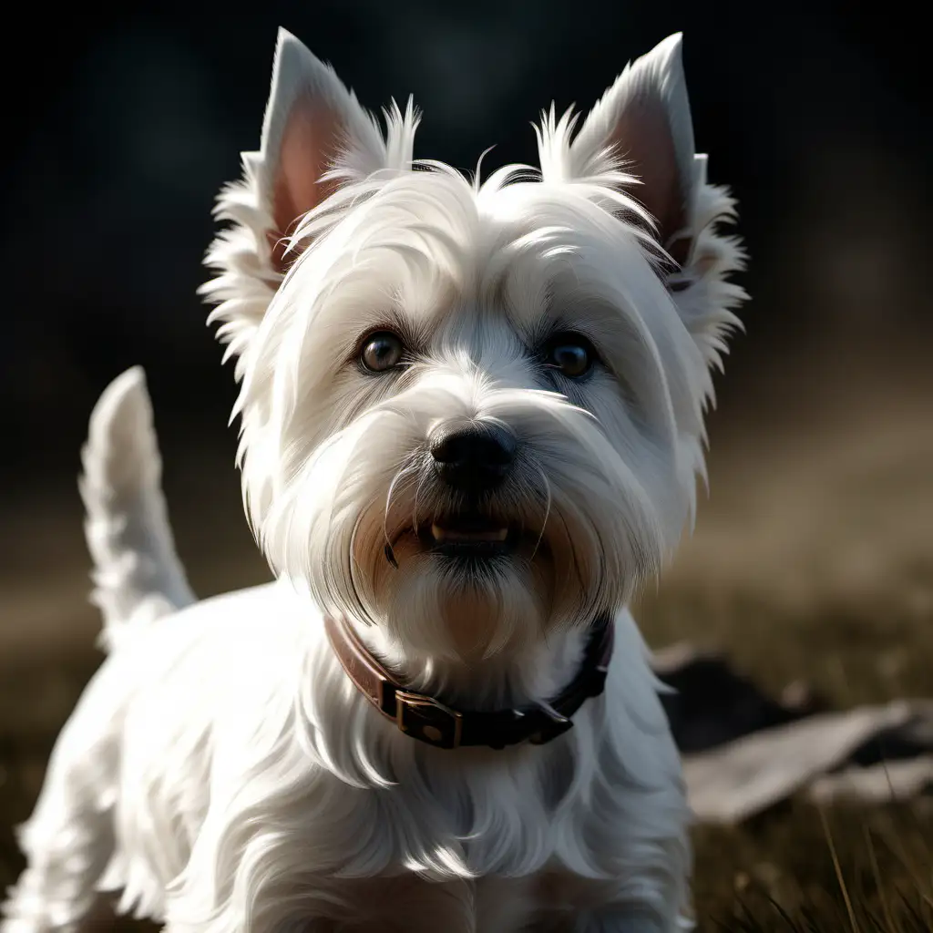 Photo realistic of West Highland terrier, majestic, high fidelity, 8K, HD