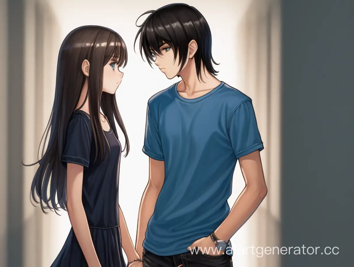 Anime-Style-Couple-Young-Man-and-Girl-in-Blue-Attire