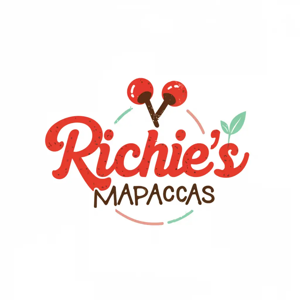 a logo design,with the text "Richie's Mapacas", main symbol:Maracas with a cherry tree, childish design,Minimalistic,be used in Entertainment industry,clear background