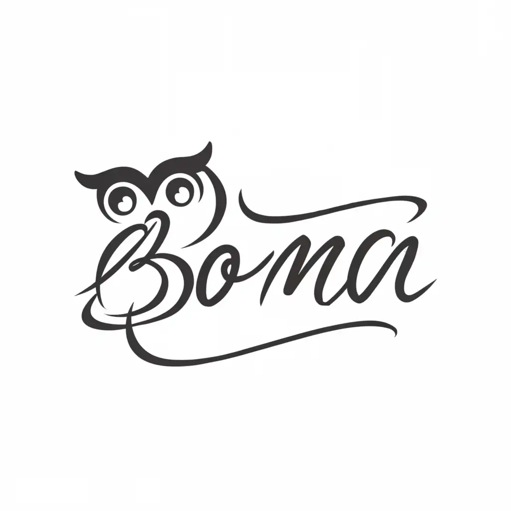 a logo design,with the text "BOMA", main symbol:owl,Moderate,be used in Beauty Spa industry,clear background