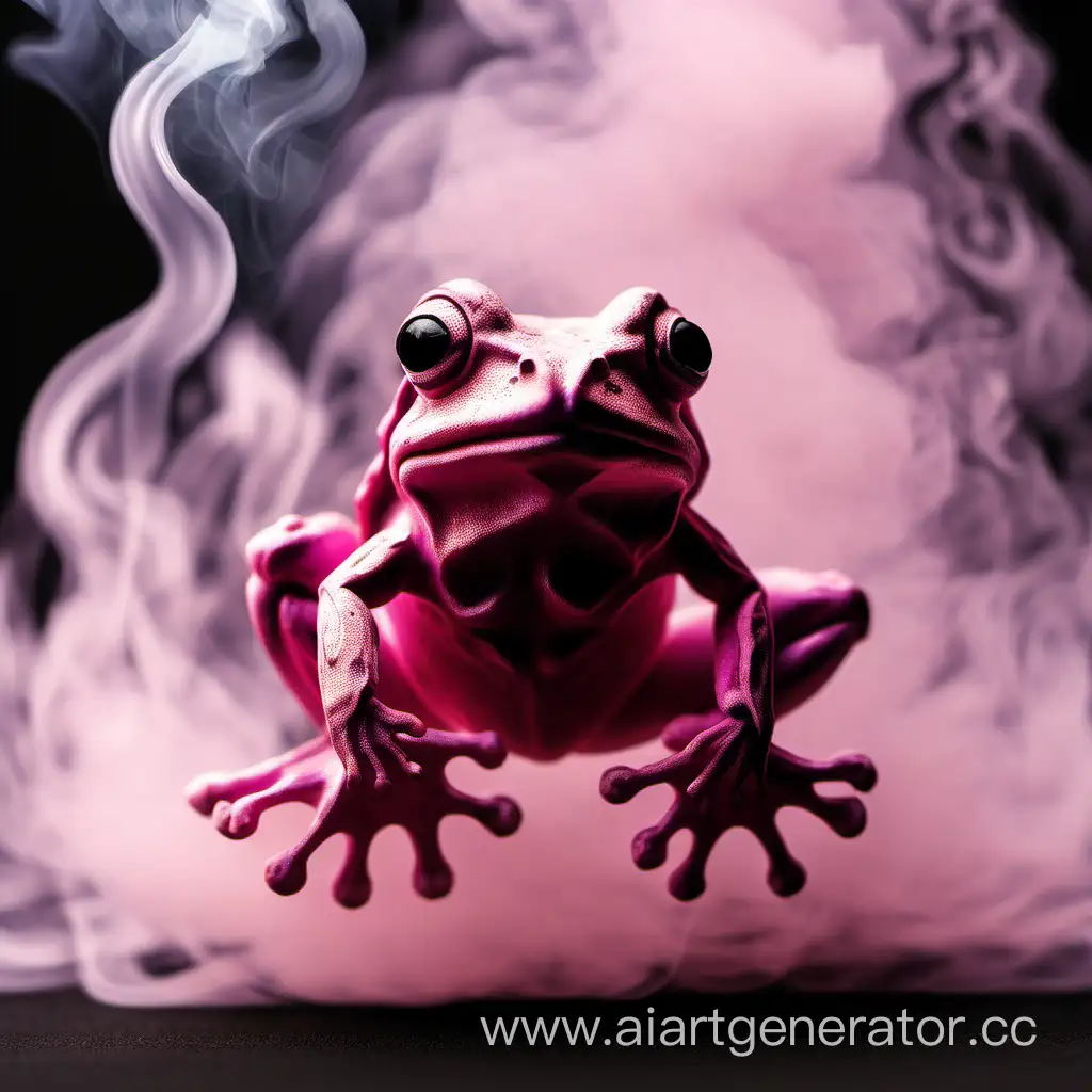 Unique-Art-Dried-Pink-Frog-in-Smoke