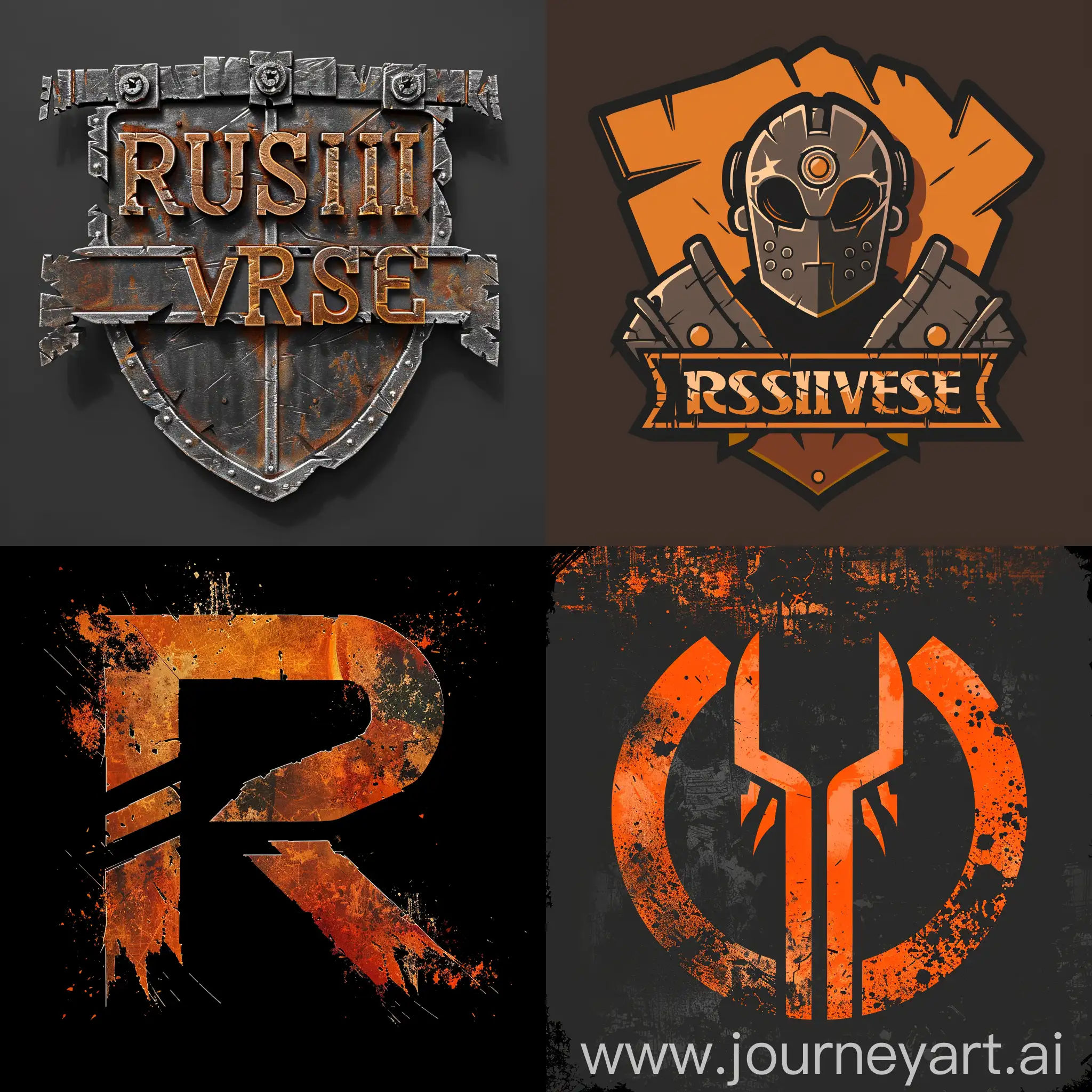 Logo for a rust server named "RustiVerse"