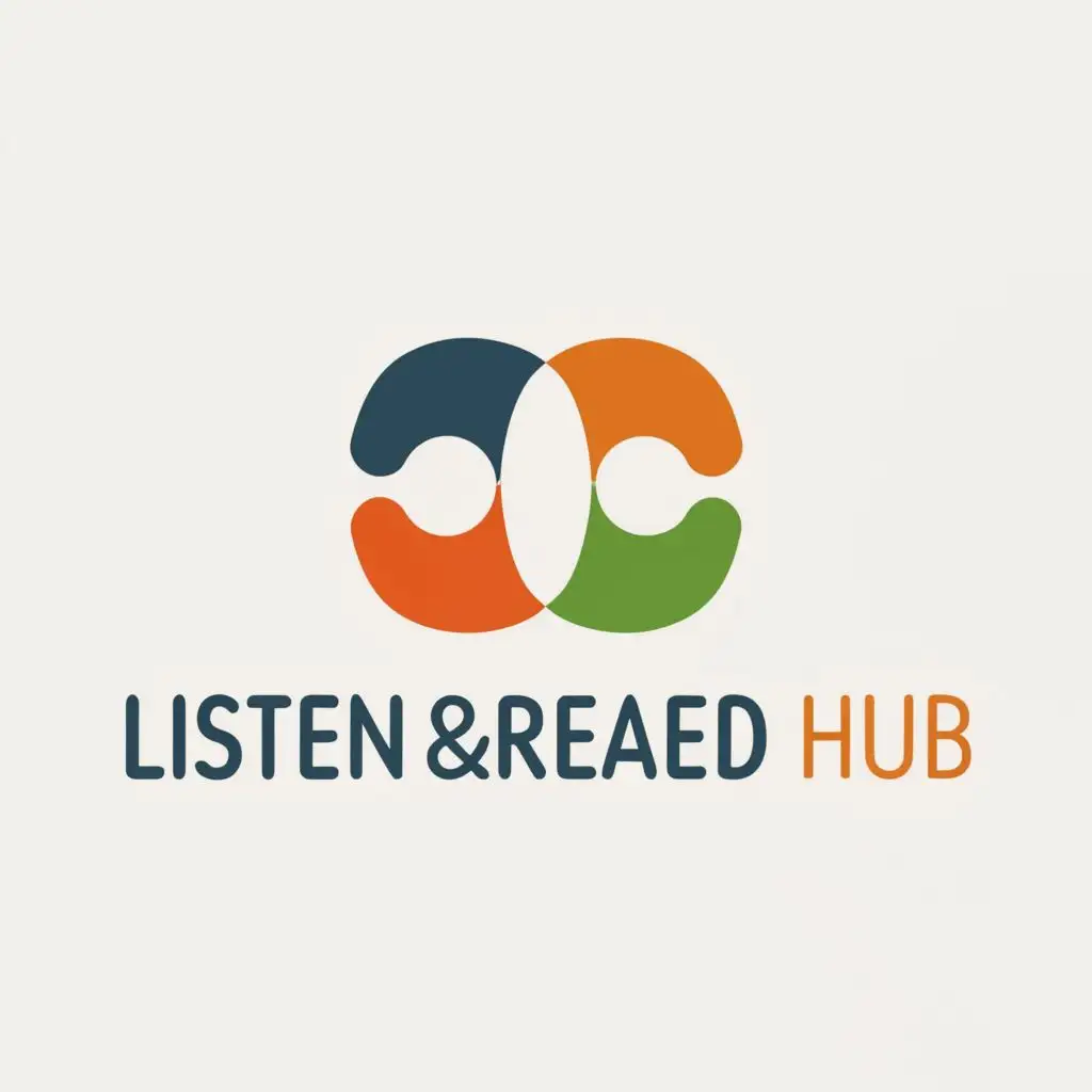 a logo design,with the text "ListenRead HUB", main symbol:Listen, read,Minimalistic,be used in Education industry,clear background