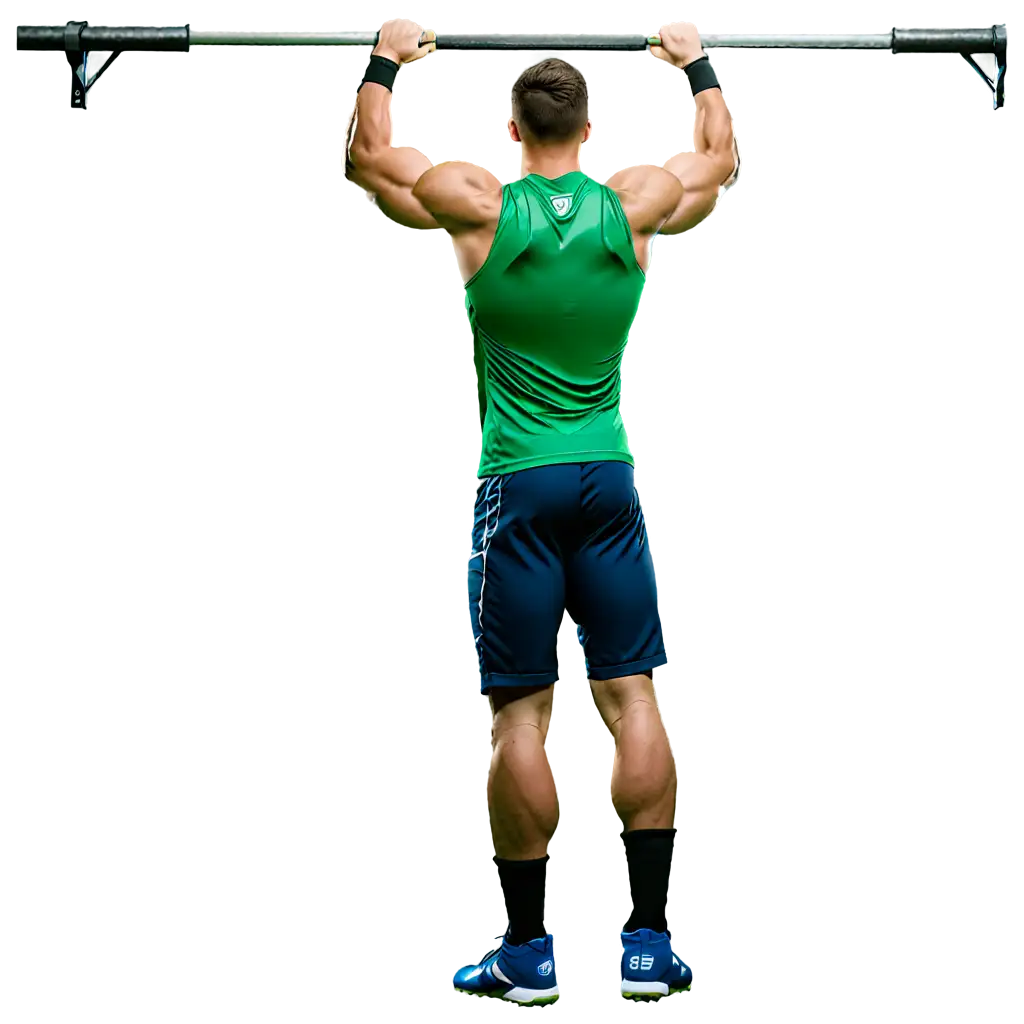 a football player doing pull-ups