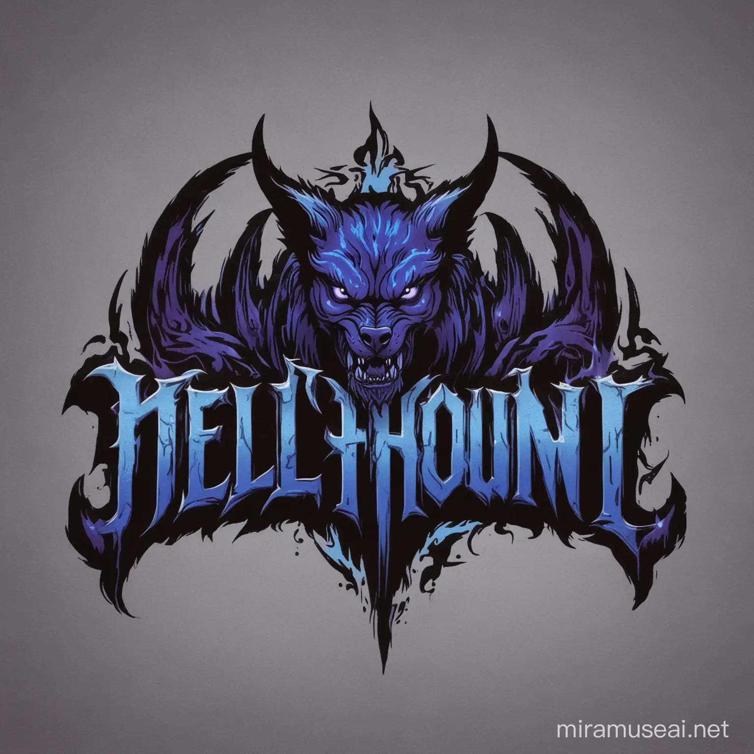 Mystical Hellhound Symbol in Blue Black and Purple