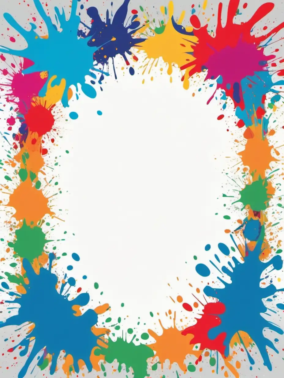 vector bright colored paint splatter border with large, blank middle section