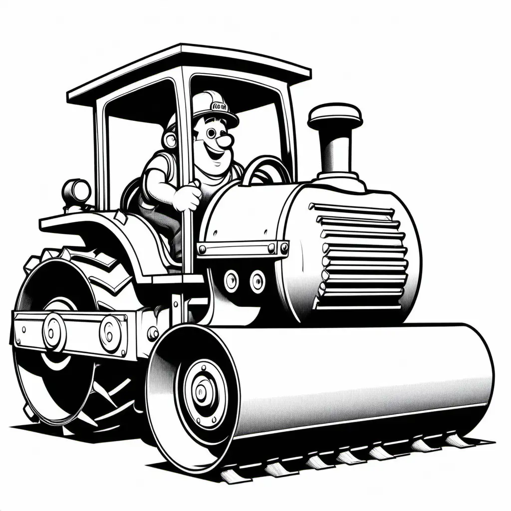 Childrens Coloring Book Pixar Style Steamroller Sketches