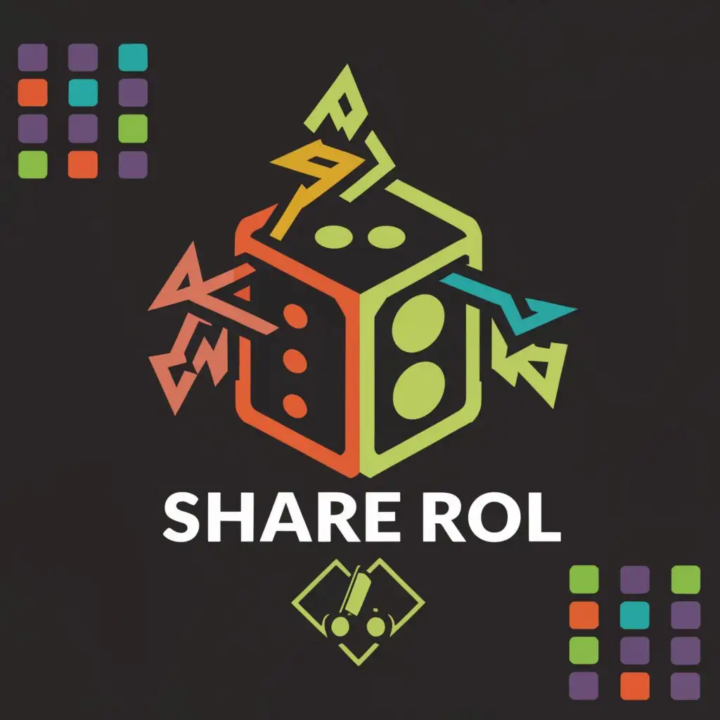 a logo design,with the text "Share Roll", main symbol:Divide your roll number and move a counter or two counters separately e.g. you rolled a 7, now divide, if you have two counters already on the game board, you could either move one counter, 3 spaces then 4 spaces or vice versa or you could move two counters together, one counter 3 spaces and another 4.,complex,clear background