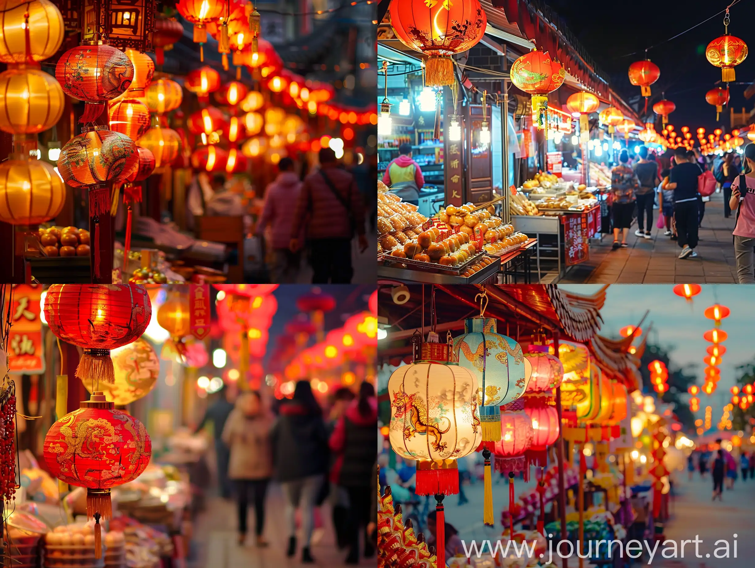 Bustling-Chinese-New-Years-Eve-Market-with-Traditional-Lanterns-and-Nian-Beast