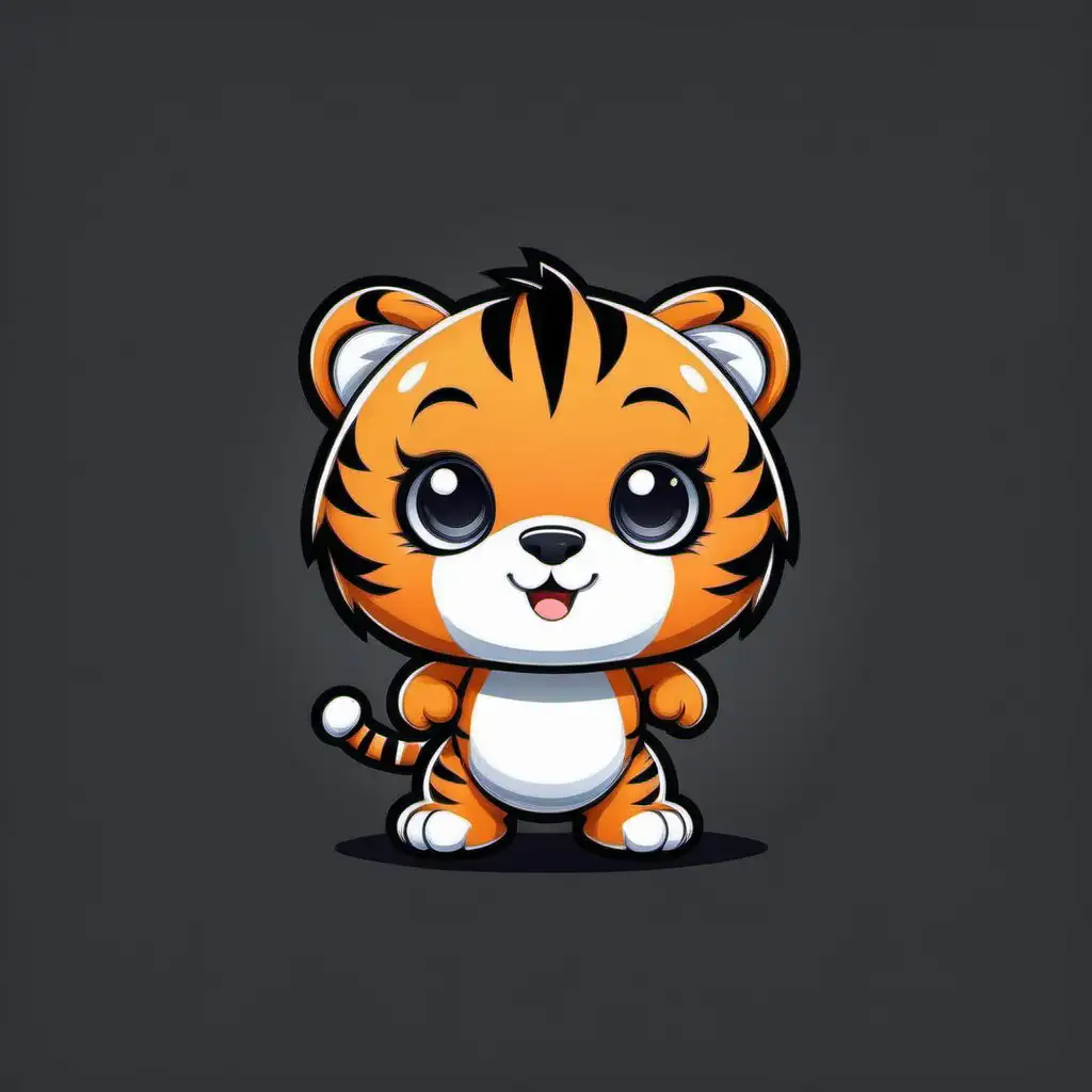 Adorable Round Tiger Mascot in Minimal Vector Style