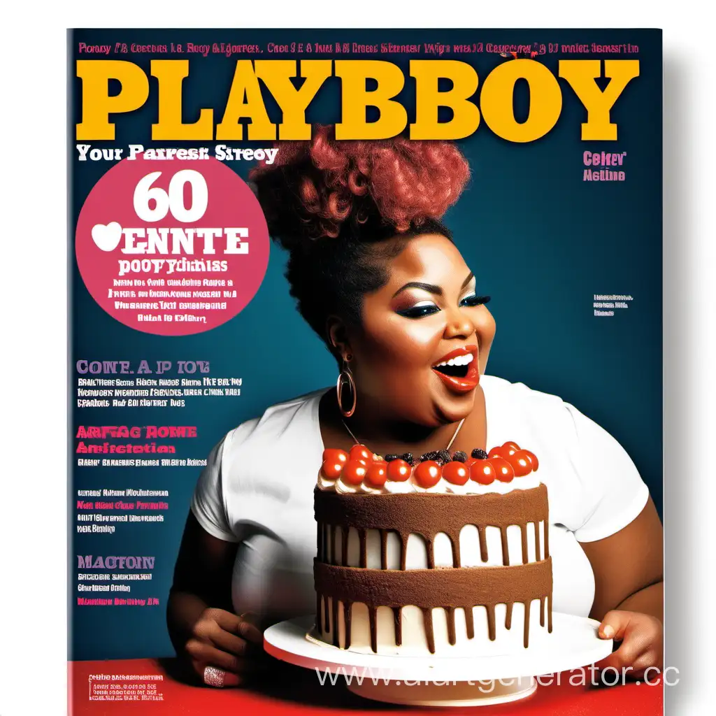 Chubby-African-American-Woman-Enjoying-Cake-Sumptuous-Delights-on-Playboy-Magazine-Cover