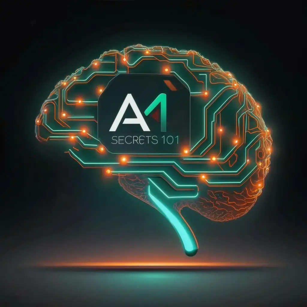 a logo design,with the text "AI Secrets 101  ", main symbol:A logo is pictured that seamlessly combines the mystery and allure of AI with the educational promise of a channel. At its center, the logo features a stylized, 3D depiction of a brain made from interlocking digital circuits and glowing neural pathways, symbolizing the intricate workings of artificial intelligence. This brain is enclosed in a transparent, shimmering orb, suggesting that AI is a global phenomenon and a precious entity to be explored. The orb floats above the channel name, "AI Secrets 101," which is rendered in sleek, futuristic typography with a soft, neon glow against a deep, cosmic background. This enhances the logo's 3D effect and reinforces the channel's focus on unveiling the secrets of AI. The entire logo pulses gently with a subtle, digital hum, indicating the constant evolution and dynamism of AI technology. The high-definition 4K resolution ensures that each detail is sharp, making the logo stand out in the crowded YouTube space and attracting viewers' attention. This design not only establishes the channel's identity but also serves as a beacon for curious individuals, promising immersion in the fascinating world of AI.,complex,clear background