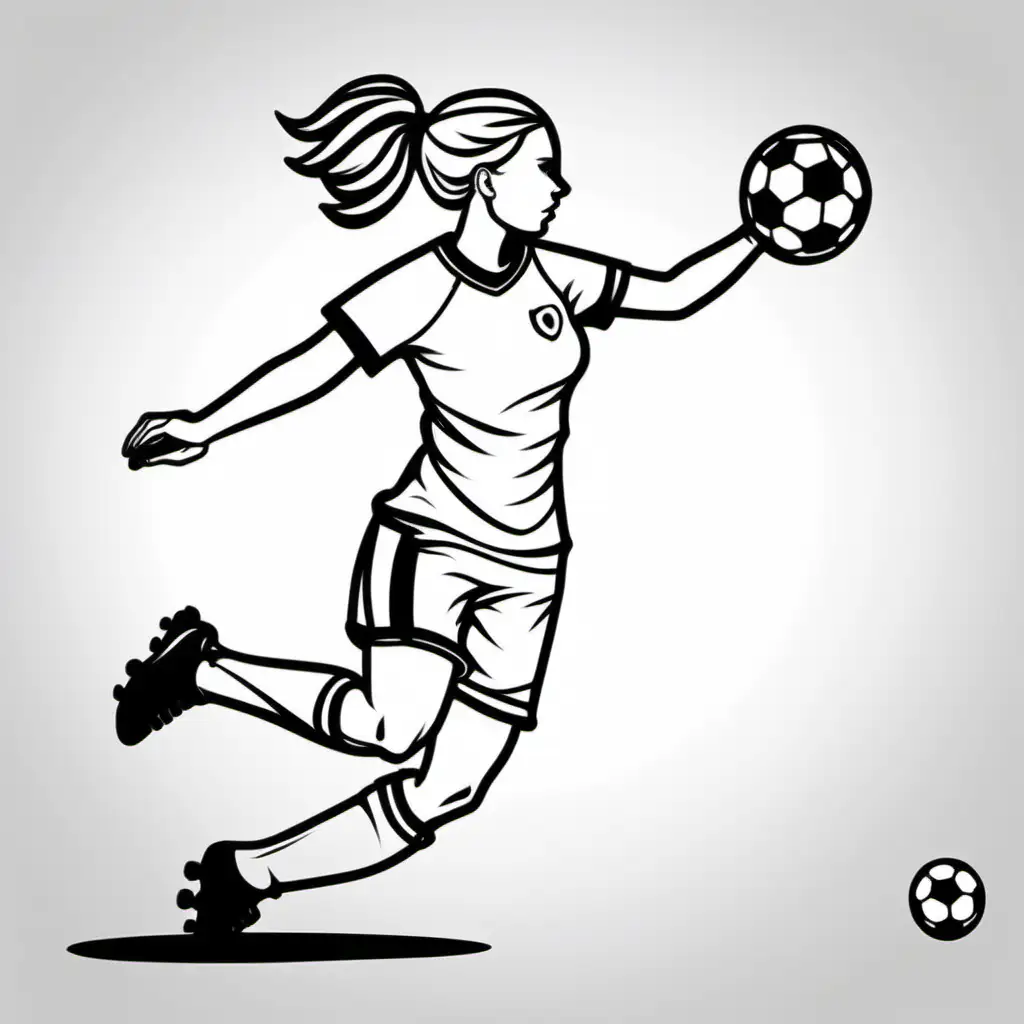 Dynamic Soccer Girl Outline Illustration