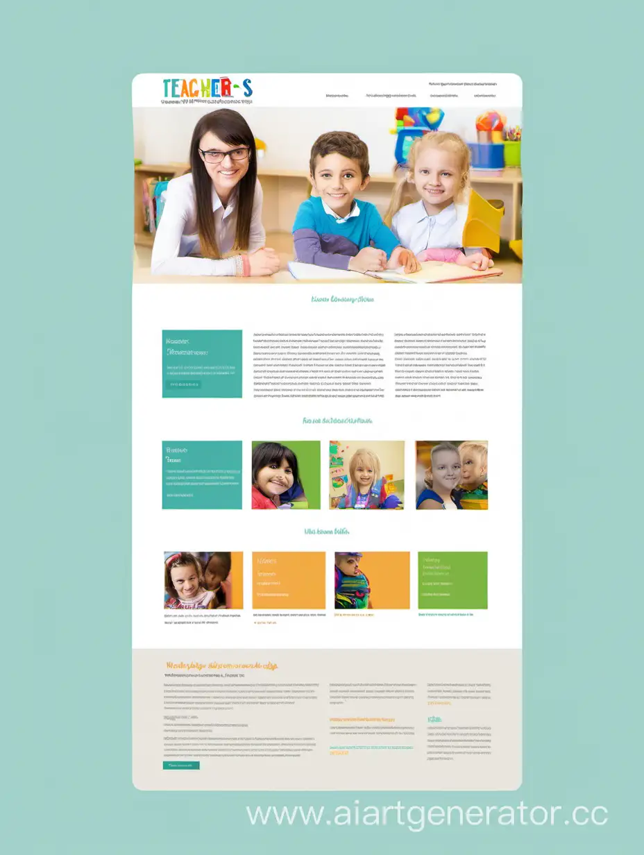 Сайт для учителя который работает с детьми, в полный размер, современный дизайн