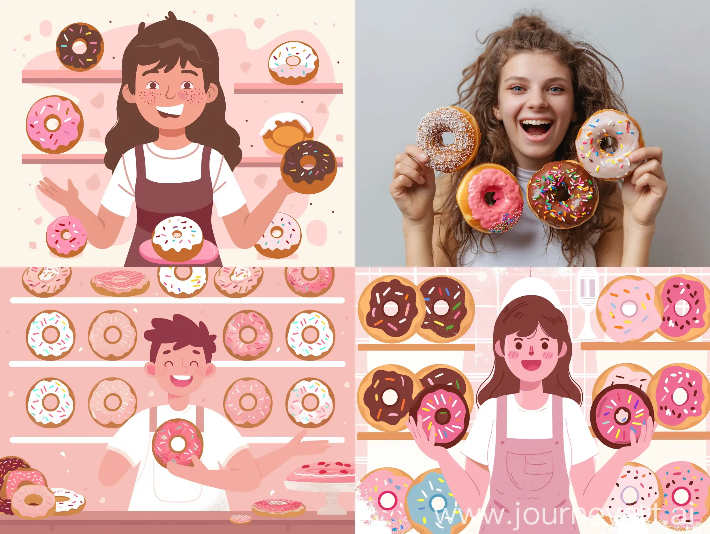 Joyful-Customer-at-Donut-Shop-with-Vibrant-Atmosphere