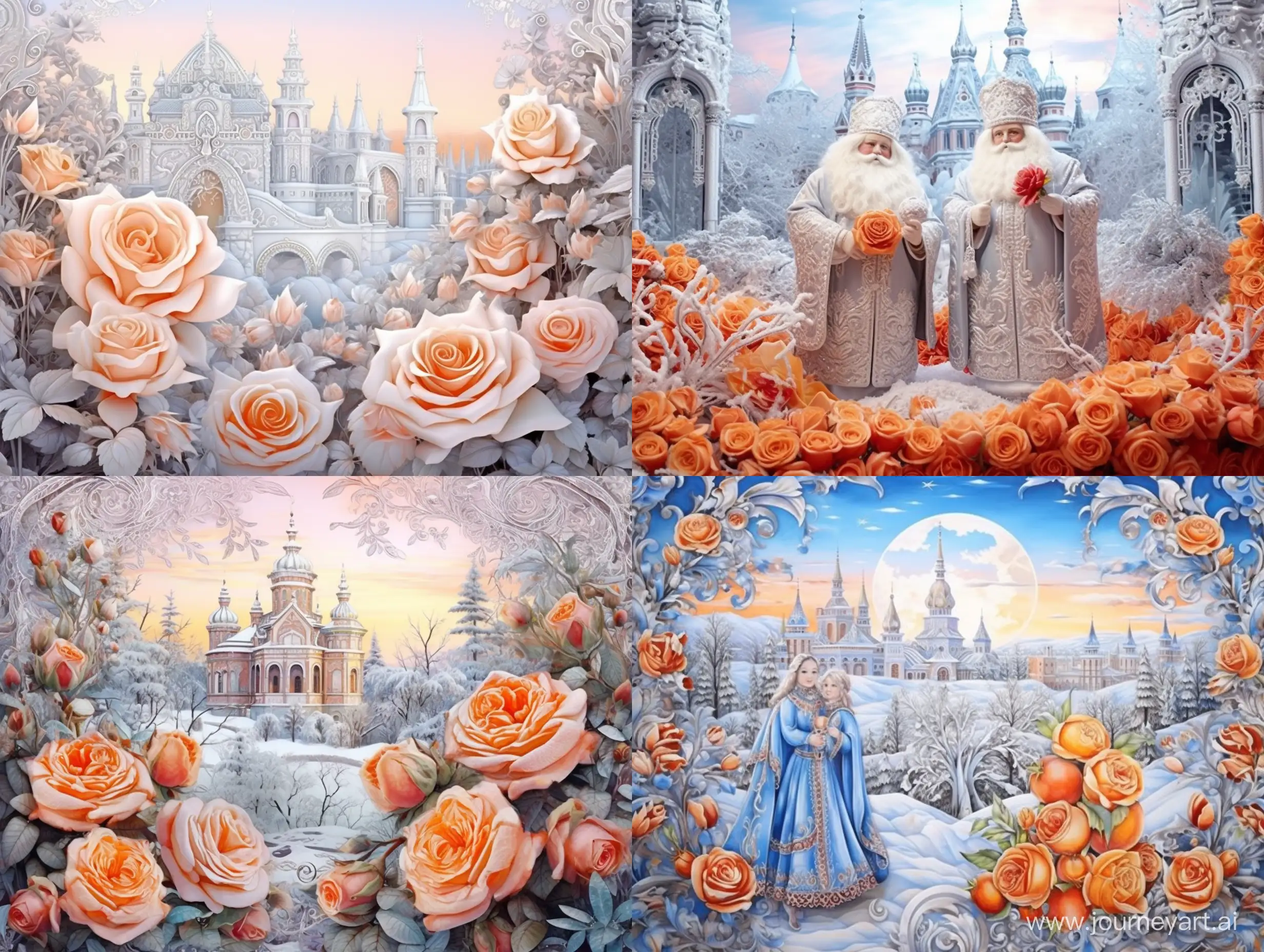Enchanting-Winter-Scene-with-Ded-Moroz-Snegurochka-and-Festive-Mandarins