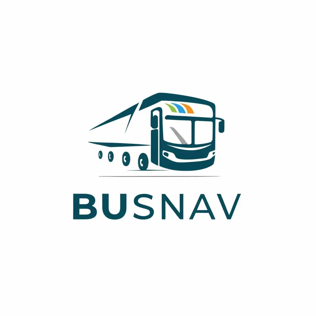 a logo design,with the text "BusNav", main symbol:Bus and Navigation,complex,be used in Travel industry,clear background