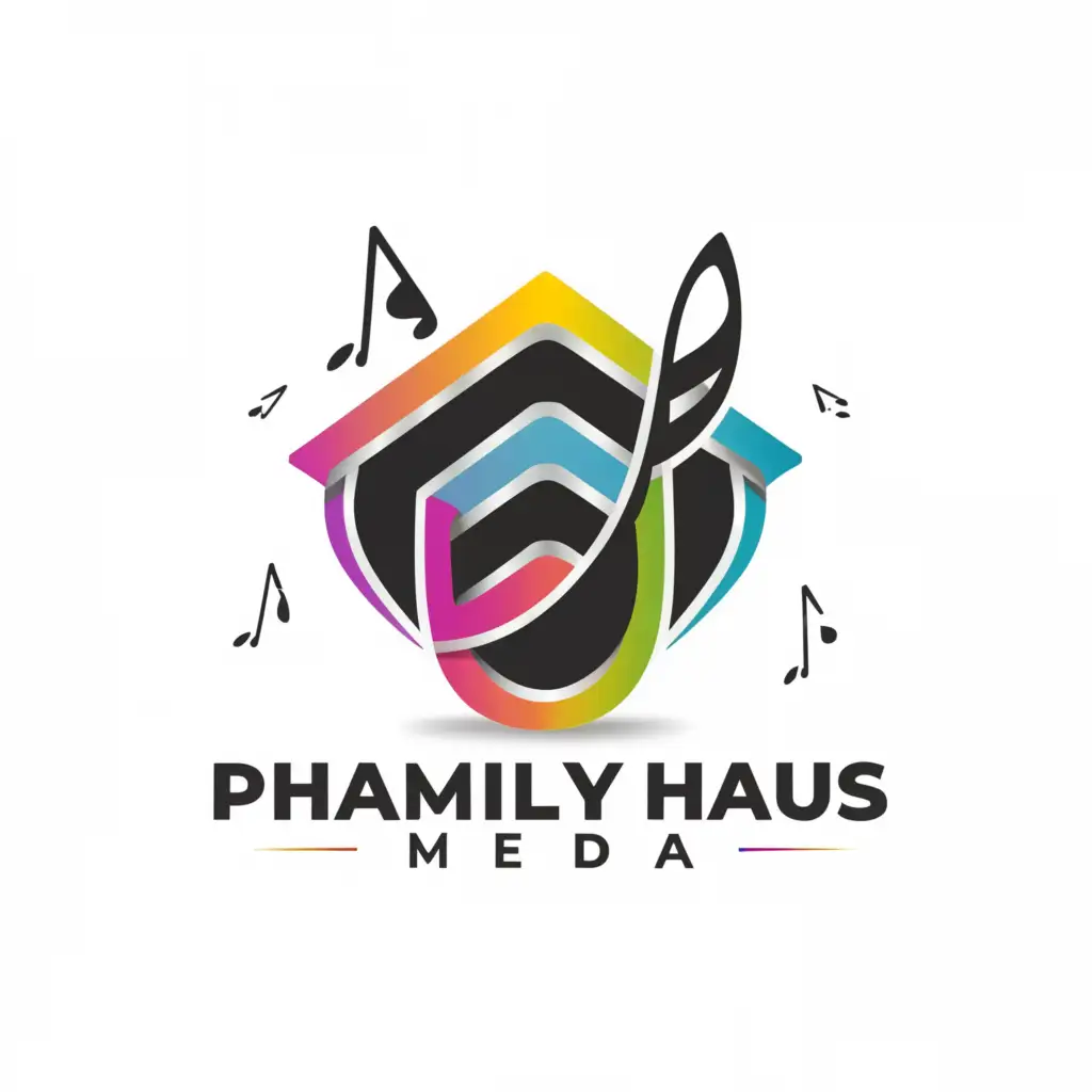 a logo design,with the text "Phamily Haus Media", main symbol:Music Haus,Moderate,be used in Entertainment industry,clear background