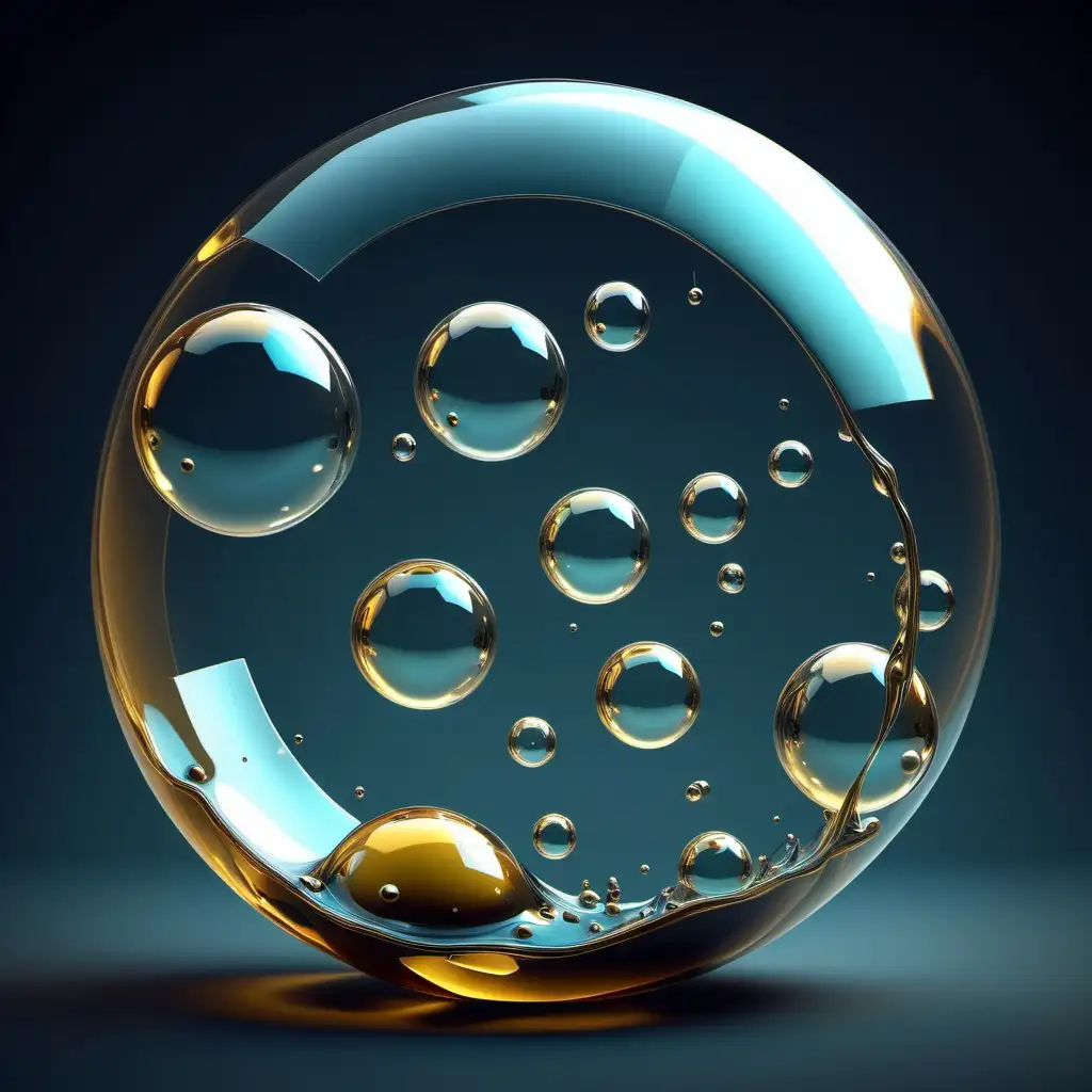 oil bubble internalizing in a liquid in polygonal shapes
