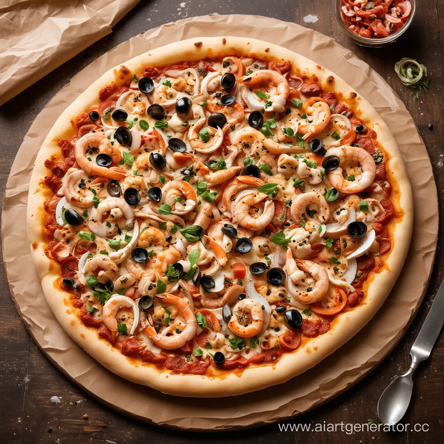 Delicious-Seafood-Pizza-A-Savory-Combination-of-Fresh-Seafood-and-Crispy-Crust