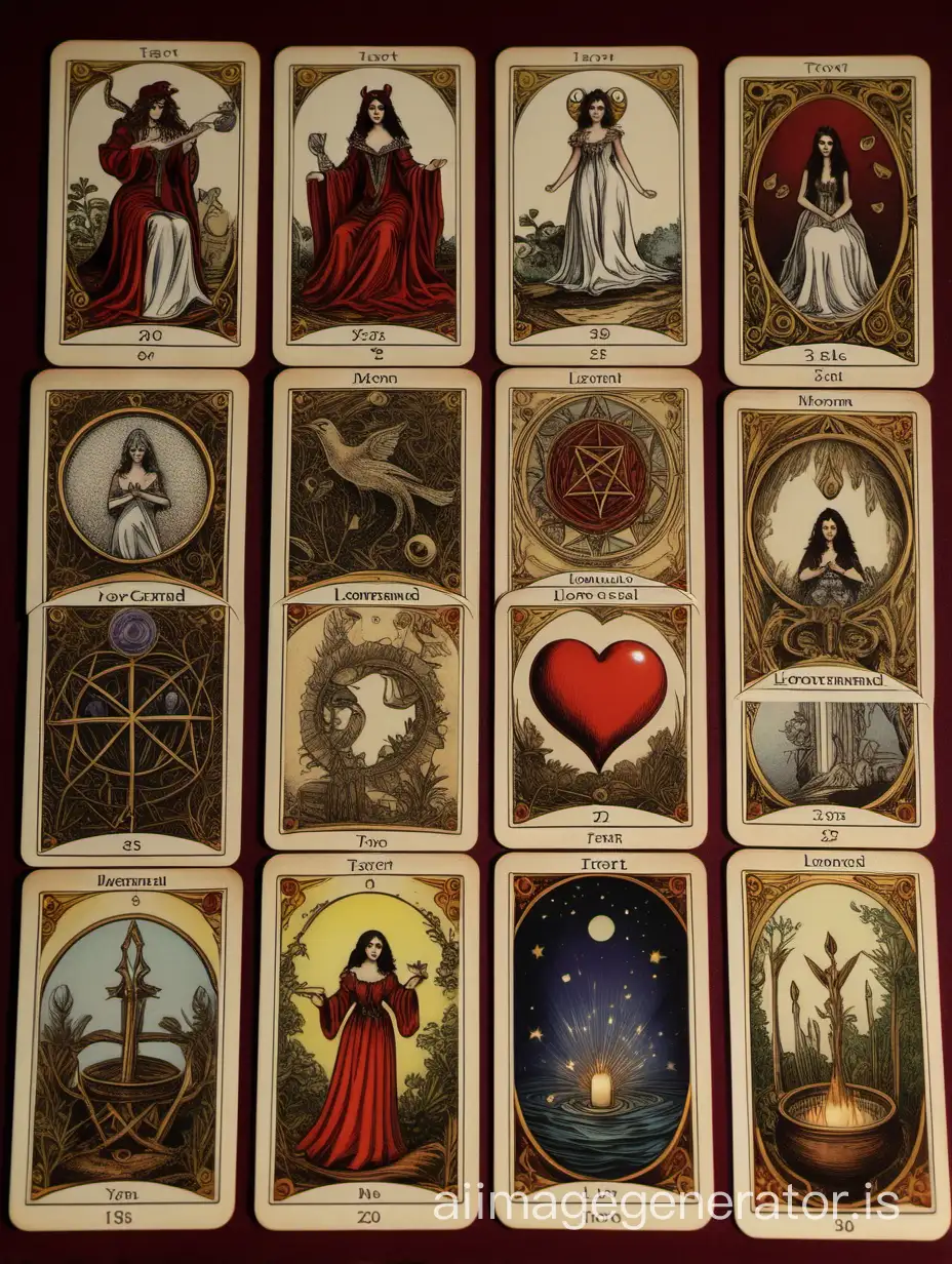 tarot cards, Lenormand deck, maximum detail, mysticism, love spell, magic