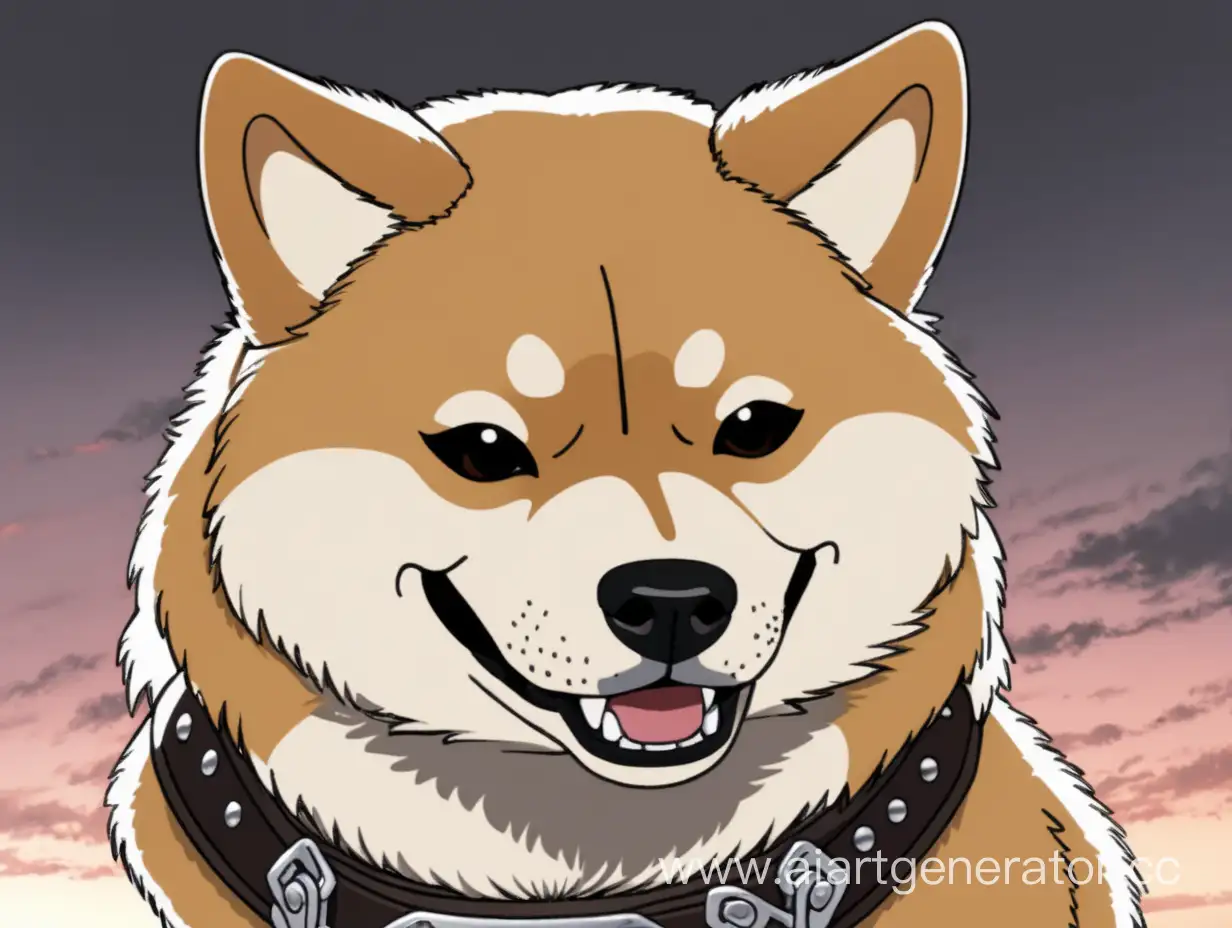 A dog of the Shiba breed in the anime Berserk style.