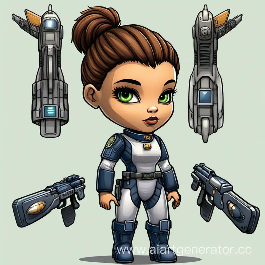 Вторая кукла девушка - офицер мостика космического корабля. Так же она боевик, хорошо обращается с оружием, и хорошо воюет. Волосы стрижены под каре, высокая, крепко сложенная, но не накаченная прям.
