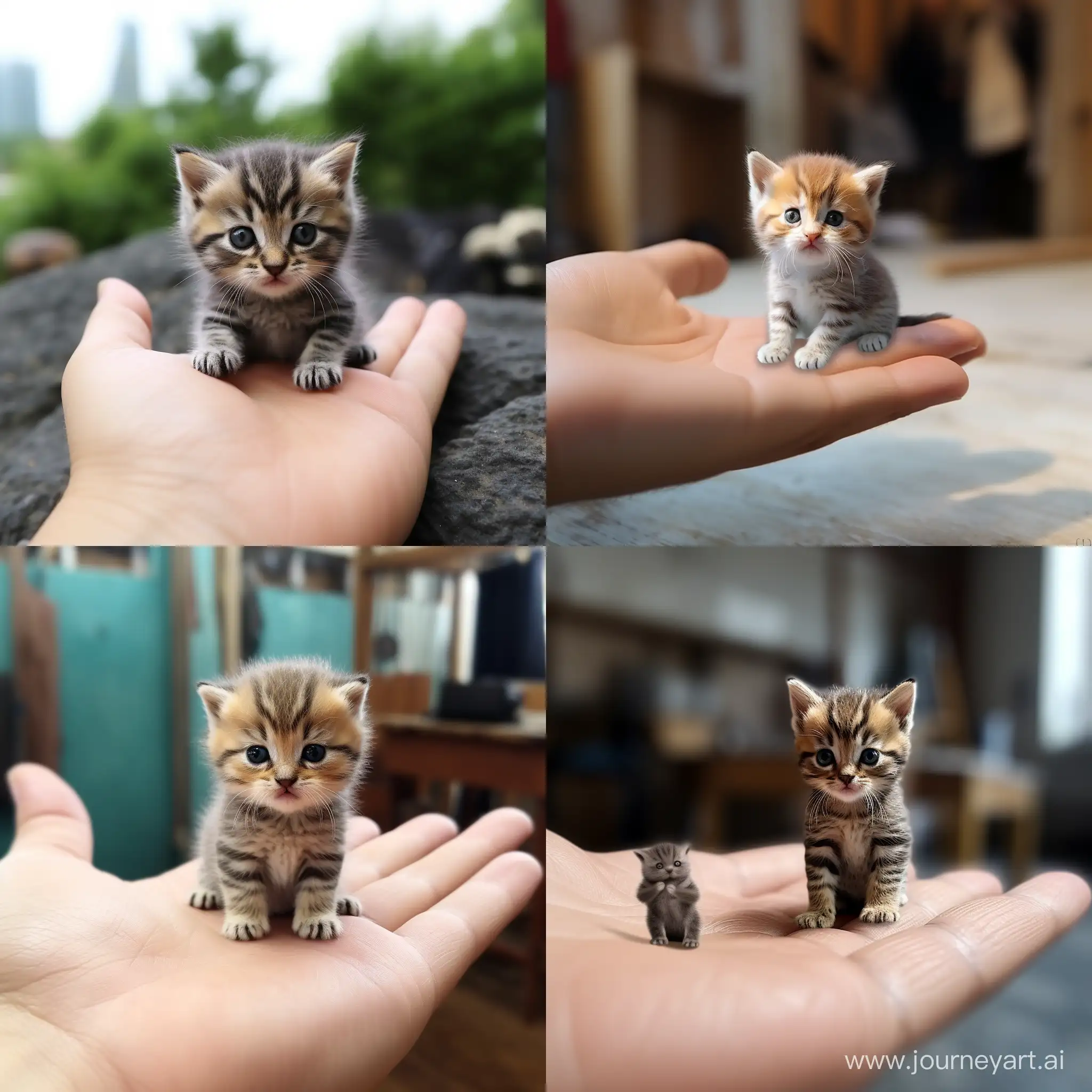 very real cute cat and very small that a hand holding it between its fingures
