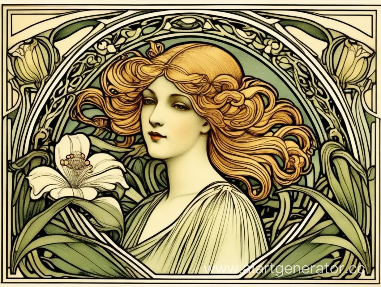 Elegant-Jugendstil-Illustration-Depicting-Flora-in-Graceful-Poses