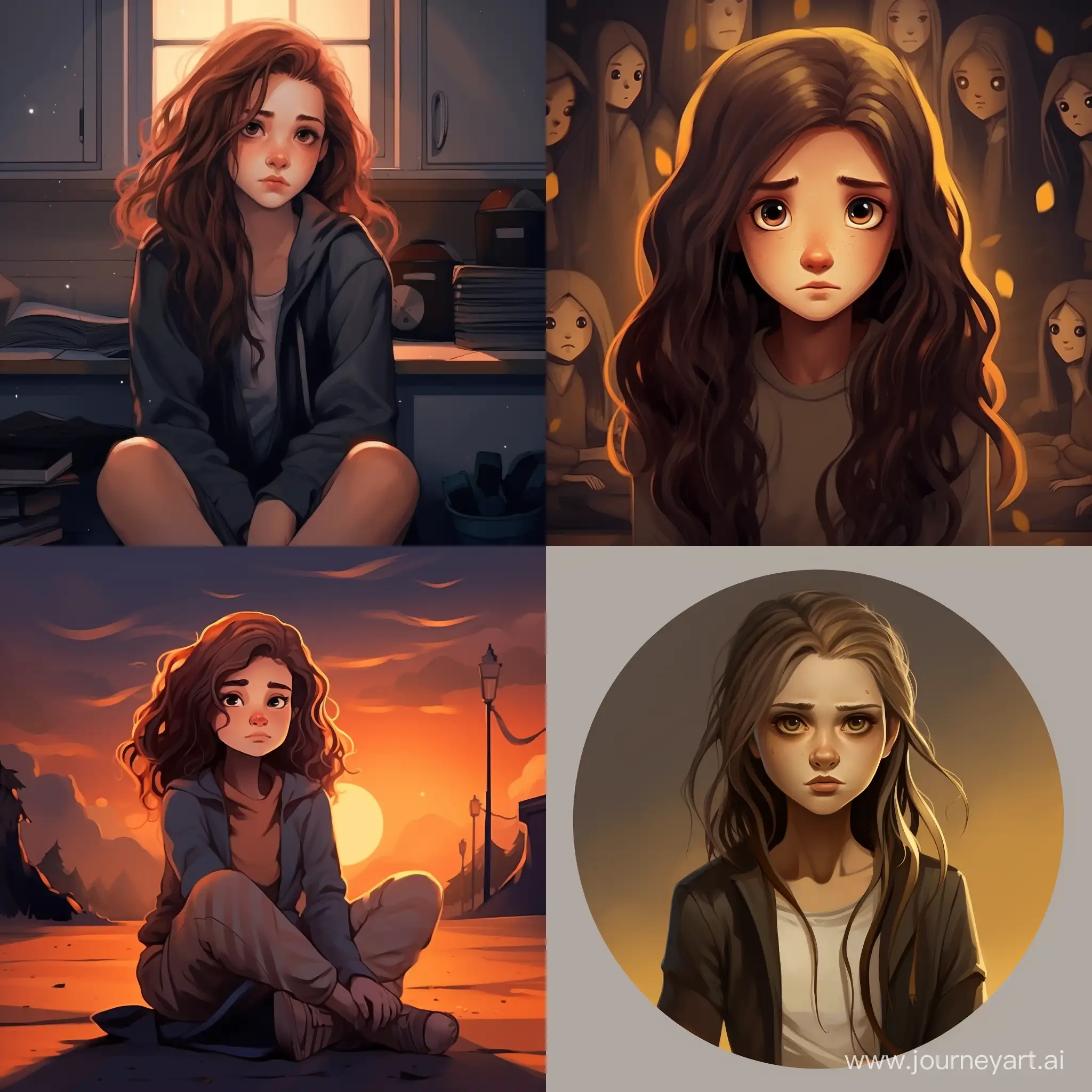 Charming-Solo-Girl-Cartoon-Portrait-Illustration