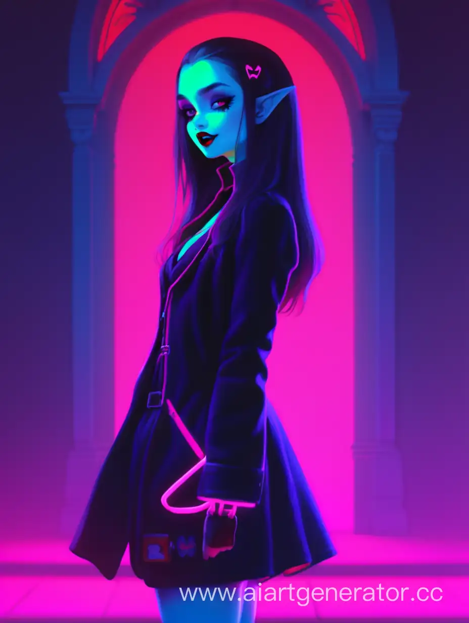 Vampire girl in neon