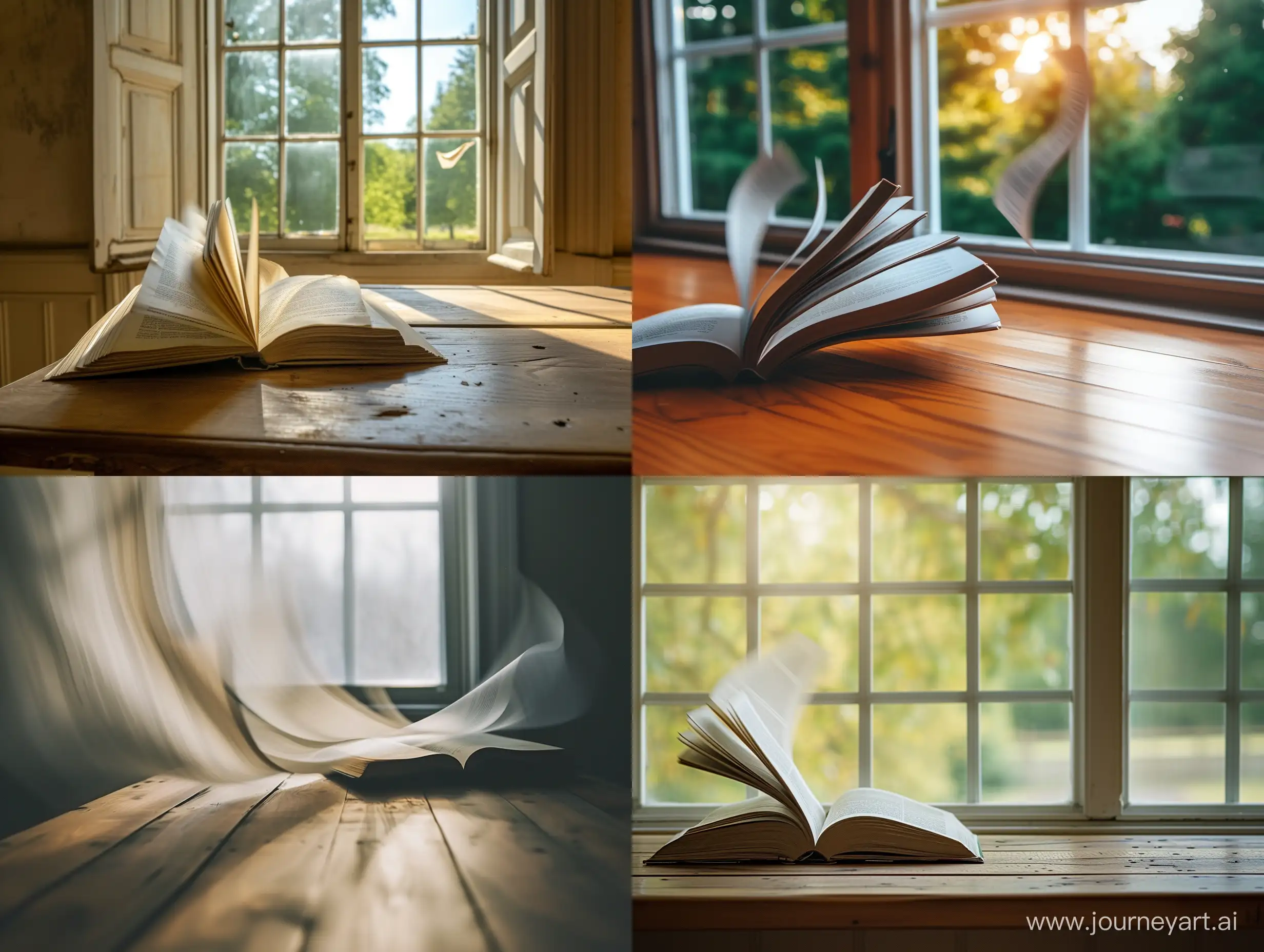 Turning-Pages-on-Wooden-Table-Windy-Window-Scene