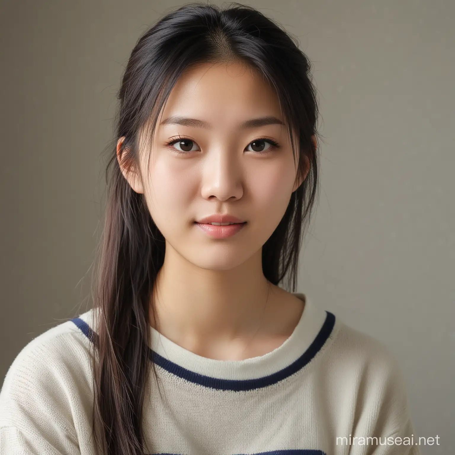 Lifelike Portrait of a Chinese College Student Authentic 20YearOld Asian Girl