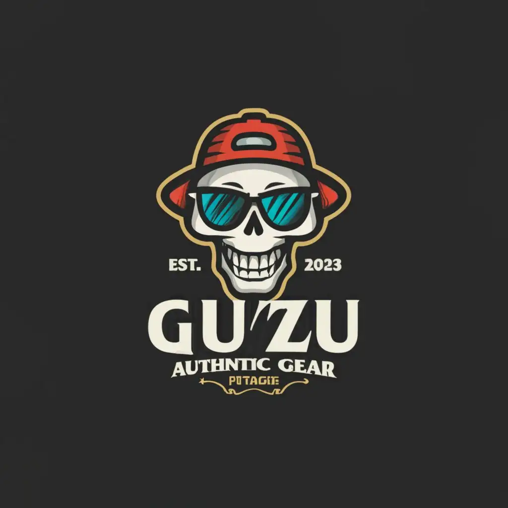 a logo design,with the text "Guzu Authentic Gear", main symbol:playful skull,Moderate,clear background
