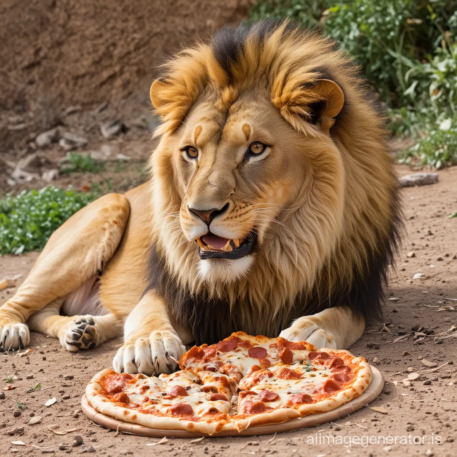 Lion-Savoring-Pizza-in-a-Comical-Jungle-Caf