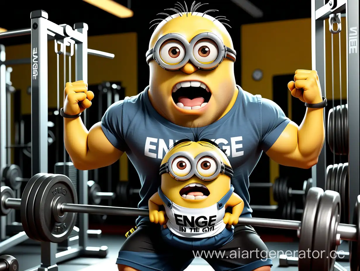 Energetic-Gym-Minion-with-Motivational-TShirt