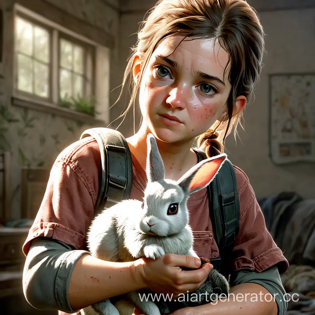 ellie from the last of us holding a baby bunny